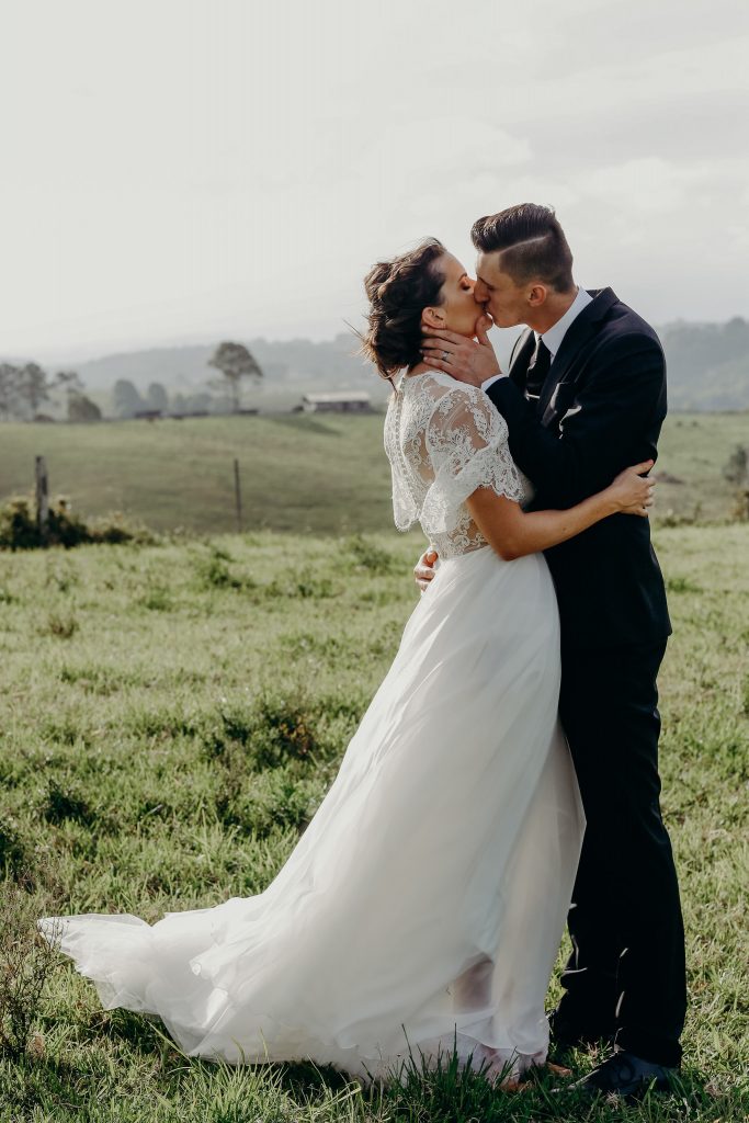 I adore this image of Molly and Josh. They got married in the Byron Bay hills, and I got them to just go for a wander in a paddock and hang out and be all married and stuff. I think this shot is so romantic, the two of them totally caught up in the moment, the windswept movement in Molly's gown, nothing scripted or posed - just a guy and a girl crazy in love in a cow paddock. This is bliss! Photo by Cloud Catcher Studio. See full post here: www.forevaevents.com.au/cloudcatcher-interview