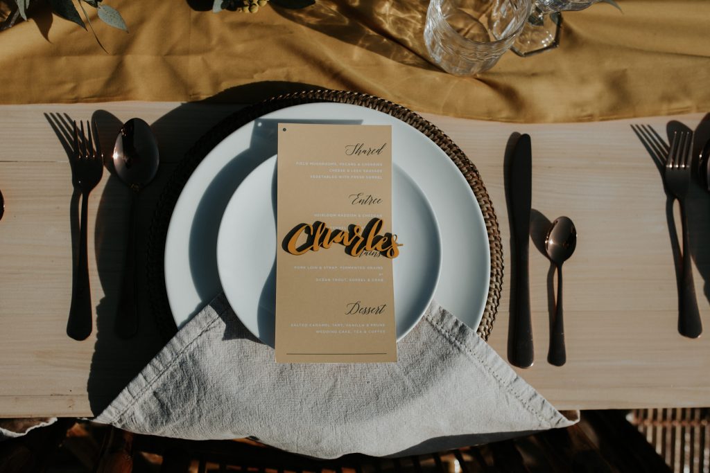 Wedding menu by Paperless Brisbane Inspiration Styled Photoshoot styled by Foreva Events